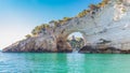 View of Architello or San Felice arch, on Gargano coast, Apulia, Italy. Royalty Free Stock Photo