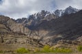 Scenic view of sand mountain with cloudy sky roadside on the way to Hemis Monastery Ladakh ,India. Royalty Free Stock Photo