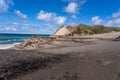 Scenic view of a sandy beach with the crystal-clear sea in Nationalpark Thy in Denmark.