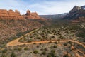 Scenic view of Schnebly Hill Road winding through the picturesque Damfino Canyon in Sedona, Arizona Royalty Free Stock Photo