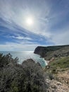 Scenic View Of Sea Against Clear Blue Sky - stock photo Royalty Free Stock Photo