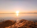 scenic view of sea against clear sky during sunset Royalty Free Stock Photo