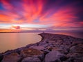 Scenic view of sea against romantic sky sunset Royalty Free Stock Photo