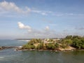 Scenic view of the ocean against blue sky in Galle, Sri Lanka Royalty Free Stock Photo