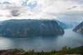 scenic view of sea and Aurlandsfjord from Stegastein viewpoint Royalty Free Stock Photo