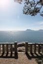 Scenic view of sea and coastline from a natural viewpoint