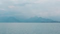 Scenic view from the sea of famous turkish Konyaalti Beach near the mountains, Antalya, Turkey Royalty Free Stock Photo