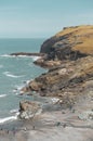 Scenic view of the sea and rocky coastline from the Tintagel Castle