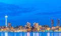 Scenic view of Seattle city in the night time with reflection of Royalty Free Stock Photo