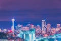 Scenic view Seattle cityscape in the night time,Washington,USA