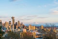 Scenic view Seattle cityscape in the sunset time,Washington,USA. Royalty Free Stock Photo