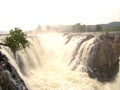 Scenic view of segmented waterfalls of River Kaveri with many channels on mountains Royalty Free Stock Photo