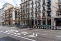 Scenic view of Serrano Street with fashion retail storefronts in Madrid