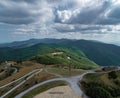 Scenic view of Shipka Pass in lush, wooded mountains in Bulgaria Royalty Free Stock Photo