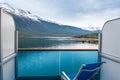 Scenic view of Skagway, Alaska from the balcony of a cruise ship Royalty Free Stock Photo