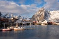 Beautiful winter daytime landscape, view of the small norwegian fishing village Hamnoy, Lofoten Islands, Norway Royalty Free Stock Photo