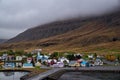 Scenic view of small town Seydisfjordur on Eastside of Iceland