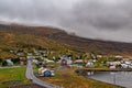 Scenic view of small town Seydisfjordur on Eastside of Iceland