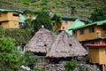 Scenic view of small, wooden houses in Batad village in Luzon, Philippines Royalty Free Stock Photo