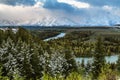 Scenic view of the "Snake River Overlook" in Yellowstone National Park, Wyoming, USA Royalty Free Stock Photo