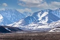 Scenic view of snow-capped mountain rages in Denali park, Alaska Royalty Free Stock Photo