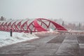 Snow Falling Down Over The Peace Bridge