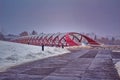 Snow Falling Down Over The Peace Bridge