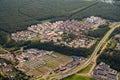 Scenic view on south western part of Lazdynai Bukciai district in Vilnius capital of Lithuania from hot air balloon. Cityscape Royalty Free Stock Photo