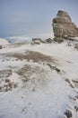 Scenic view of the Sphinx of Romania in the Bucegi mounatins during winter time Royalty Free Stock Photo