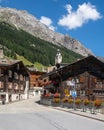 Scenic view of Splugen, an alpine village in Canton Grisons in summer in Switzerland