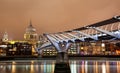 Scenic view of the St Paul's Cathedral and the Millennium Bridge at night Royalty Free Stock Photo