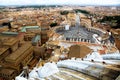 Scenic view of St. Peter's square surrounded by dense buildings, Rome, Vatican Royalty Free Stock Photo