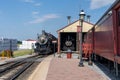 Scenic view of the Strassburg railroad with a selection of vintage trains in the foreground