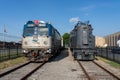 Scenic view of the Strassburg railroad with a selection of vintage trains in the foreground