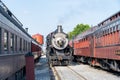 Scenic view of the Strassburg railroad with a selection of vintage trains in the foreground