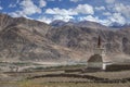 Scenic view of stupa roadside and sand mountain on the way to Hemis Monastery Ladakh ,India. Royalty Free Stock Photo