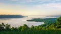 Scenic view at sunrise of the Mississippi River & Lake Pepin Royalty Free Stock Photo