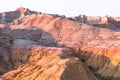 Scenic view at sunset in Badlands National Park. Royalty Free Stock Photo