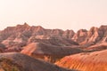 Scenic view at sunset in Badlands National Park. Royalty Free Stock Photo