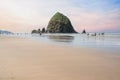 Scenic view of sunset at Haystack Rock,Cannon beach, Oregon Royalty Free Stock Photo