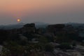 Scenic view at sunset in Hampi, Karnataka, India