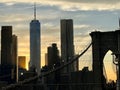 Scenic view of sunset over the Brooklyn Bridge in New York, USA Royalty Free Stock Photo