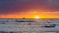 Scenic view of sunset at Waikiki Beach, Honolulu, Hawaii, USA Royalty Free Stock Photo