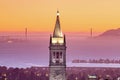 Scenic view of the Suther Tower with the Golden Gate Bridge in the background Royalty Free Stock Photo