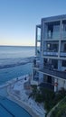 Scenic view of swimming pool and nearby building at the south end of Bondi Beach, NSW, Australia Royalty Free Stock Photo