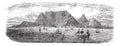 Scenic view from Table bay vintage, Cape Town, South Africa vintage engraving