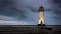 Scenic view of Talacre Lighthouse, Wales on a cloudy day Royalty Free Stock Photo