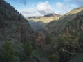 Scenic view of Tamadaba natural park with green hills, forest mountains and dam. Gran Canaria, Canary Islands, Spain Royalty Free Stock Photo