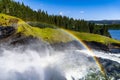 Scenic view of Tannforsen Waterfall, biggest waterfall in Sweden