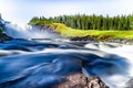 Scenic view of Tannforsen Waterfall, biggest waterfall in Sweden